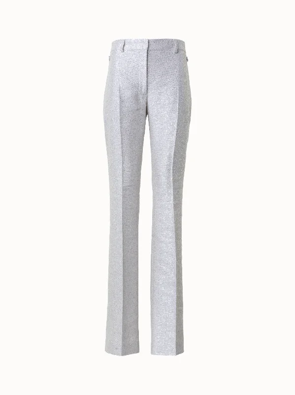 Personalized Wear Linen Blend Bootcut Pants with Sequins