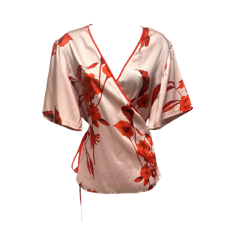 Energy Wear Melony Fantasia Wrap Top Short Sleeve Designer By Ted Baker In Floral Print, Size: 4