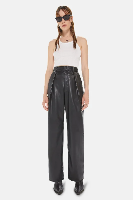 High Street Style Tunnel Vision Pleated Pants Black