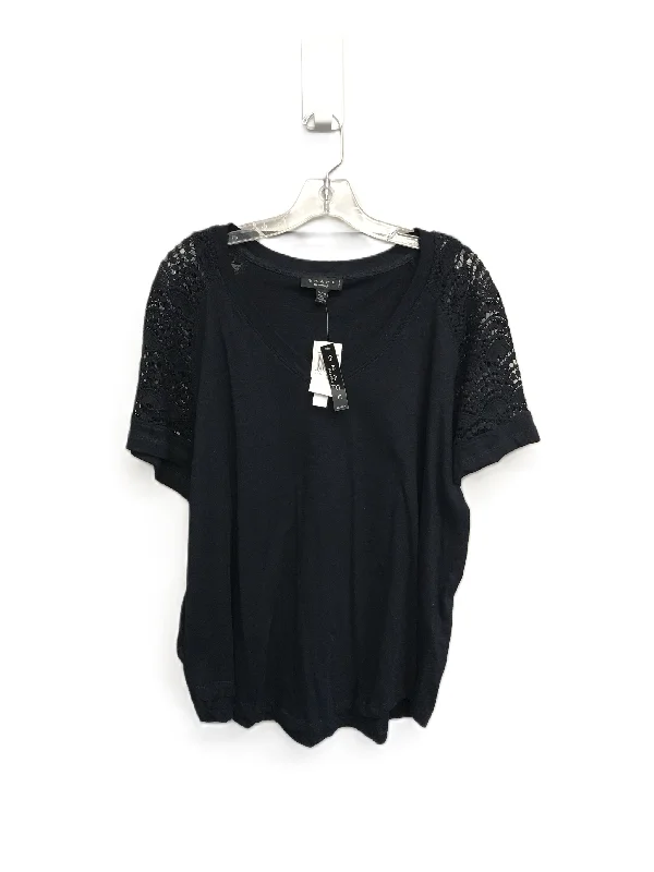 Double-sided Wear Navy Top Short Sleeve By Grace, Size: 2x