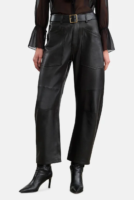 Exquisite Craftsmanship Shon Leather Pant Black