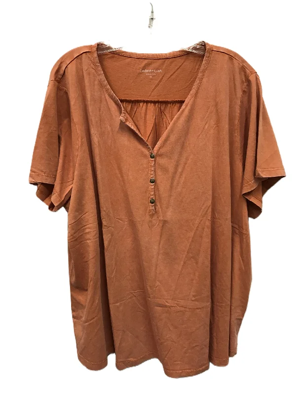 Must-have For Fashion Orange Top Short Sleeve By Coldwater Creek, Size: 3x
