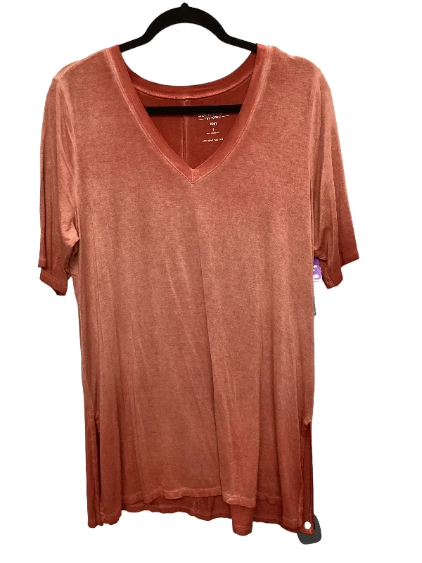 Simple Solid Color Orange Top Short Sleeve Torrid, Size 1x