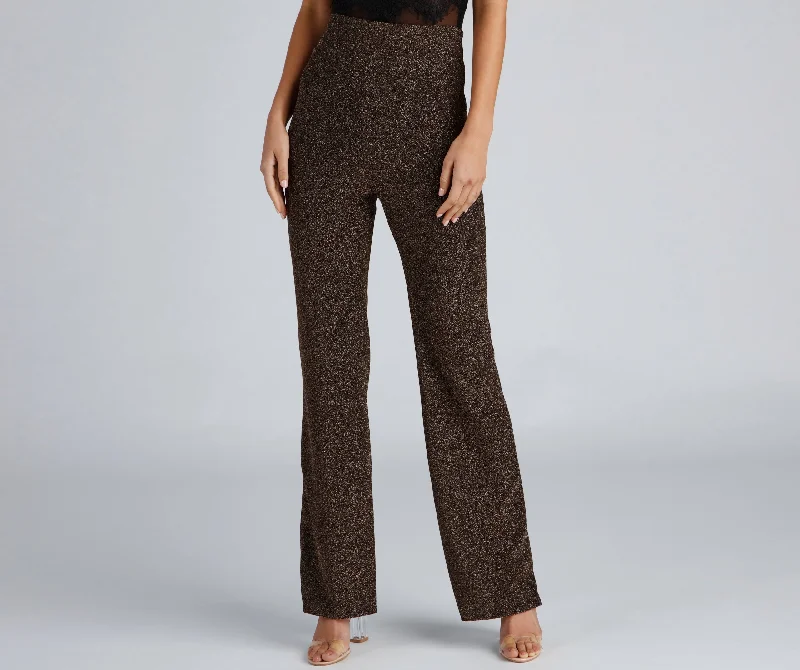 Easy Style Party-Ready Metallic Glitter Pants