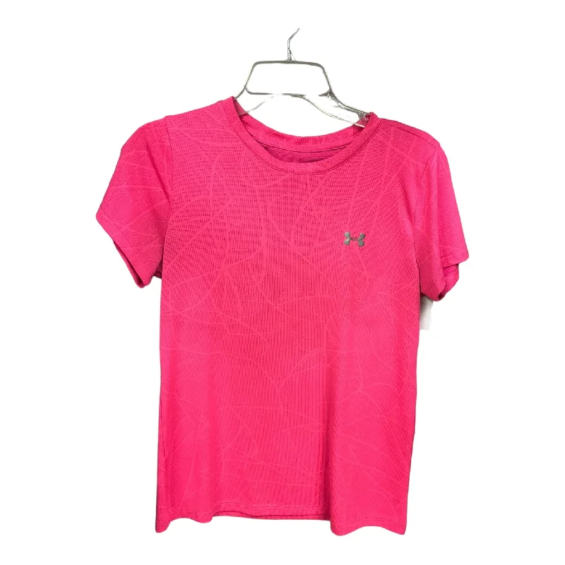 Bright Colors Pink Athletic Top Short Sleeve Under Armour, Size M