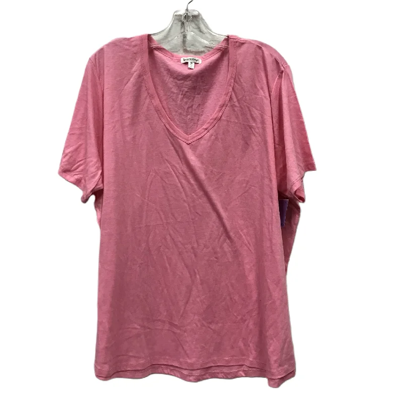 Soft Wearables Pink Top Short Sleeve Basic By Insomniax, Size: 3x
