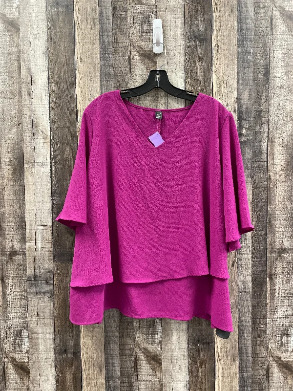 Windbreaker fashion Pink Top Short Sleeve Shein, Size 3x