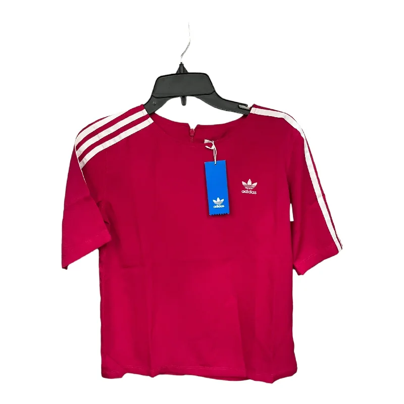 Advanced Customization Pink & White Athletic Top Short Sleeve Adidas, Size M