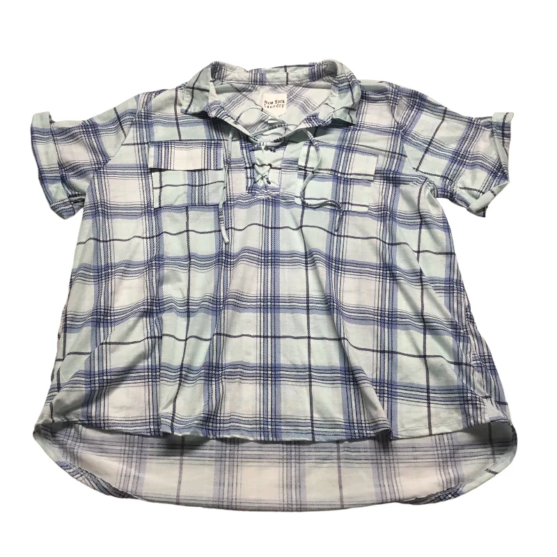 Fashionable Comfort Plaid Pattern Top Short Sleeve New York Laundry, Size 3x