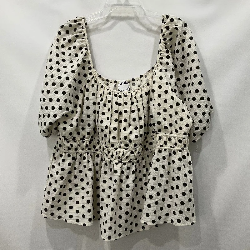 Elegant And Charming Polkadot Pattern Top Short Sleeve Arula, Size 3x