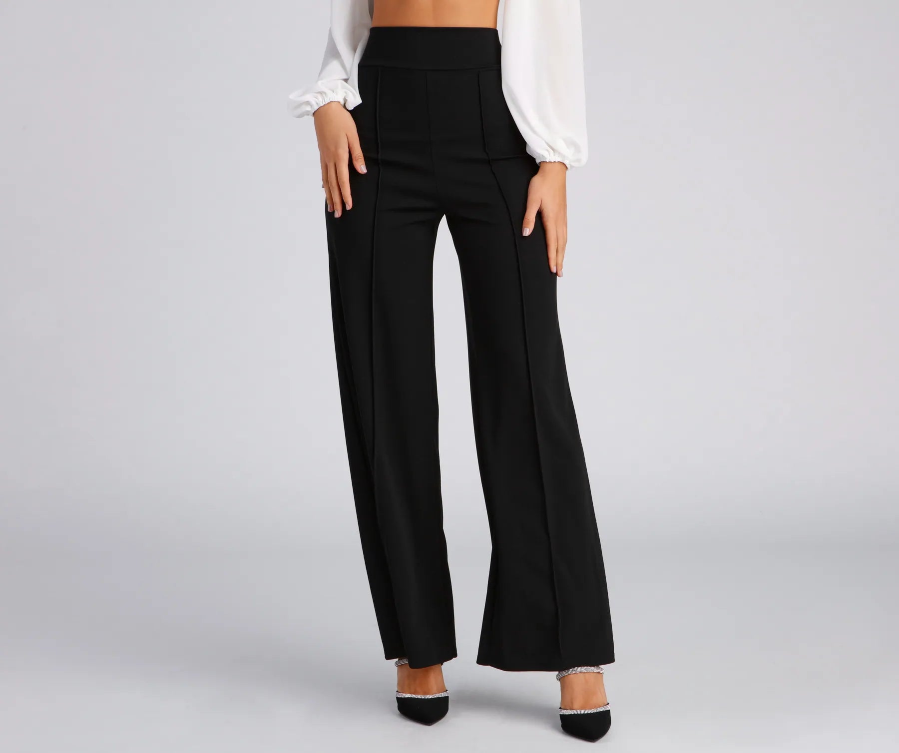 Casual Chic Wear Pretty Preppy Twill Wide Leg Pants