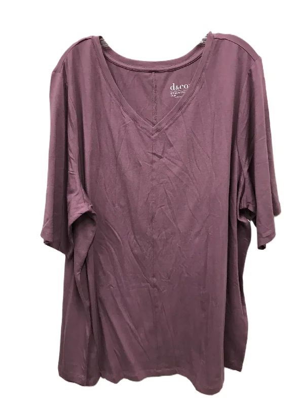Fashion Design Purple Top Short Sleeve Basic By Denim And Co Qvc, Size: 3x