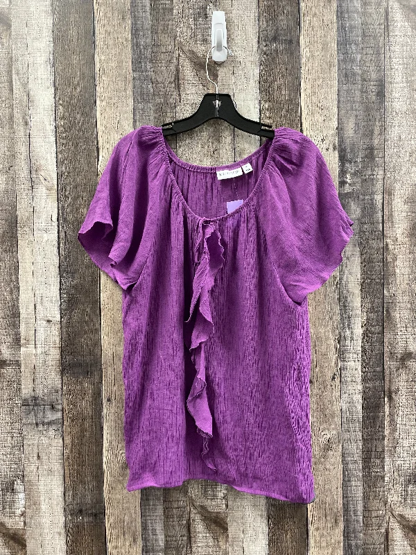 Mid-length Style Purple Top Short Sleeve St Johns Bay, Size 1x