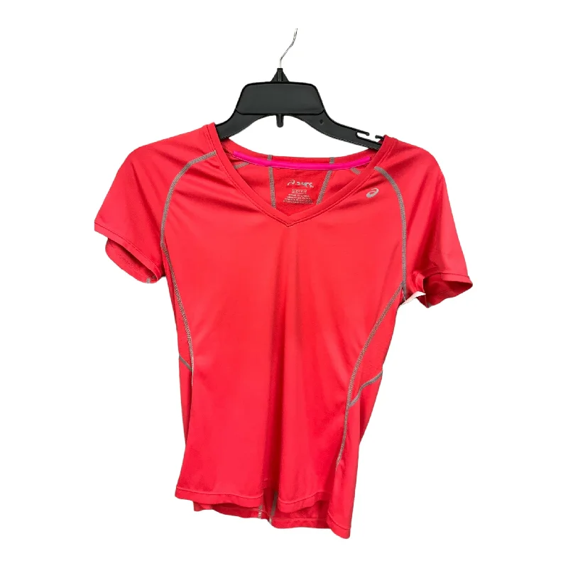 Refreshing Design Red Athletic Top Short Sleeve Asics, Size S