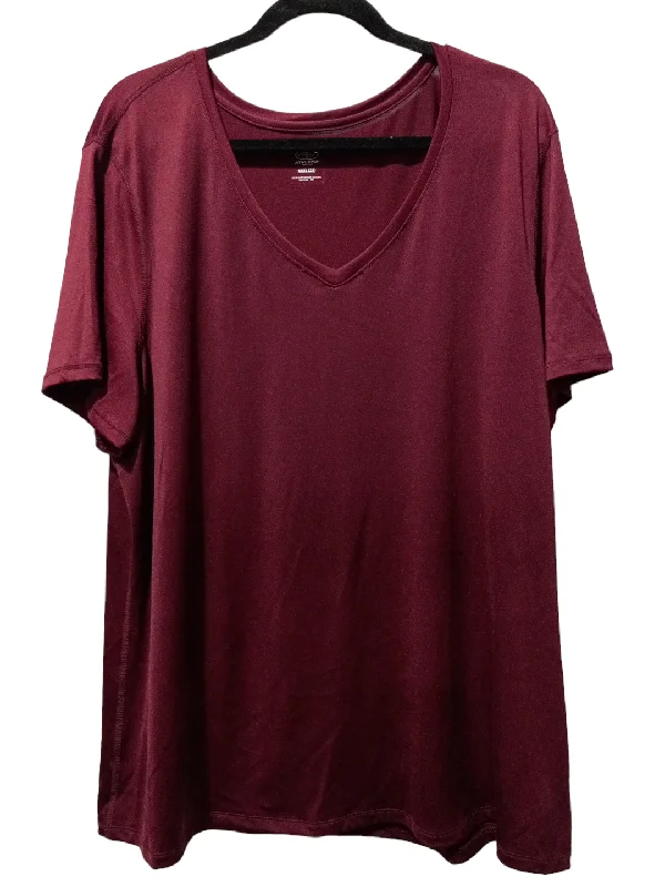 Cozy Essentials Wear Red Athletic Top Short Sleeve Athletic Works, Size 3x