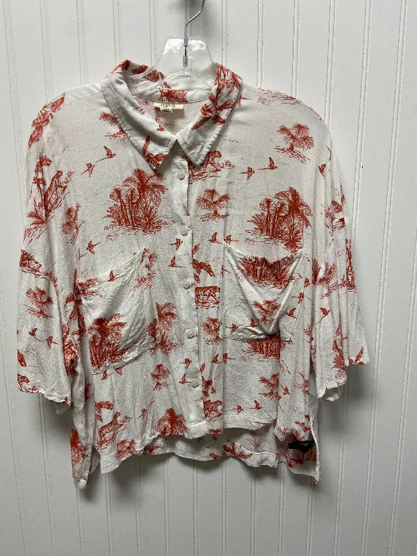 Nightclub Style Red & White Top Short Sleeve Ana, Size 1x