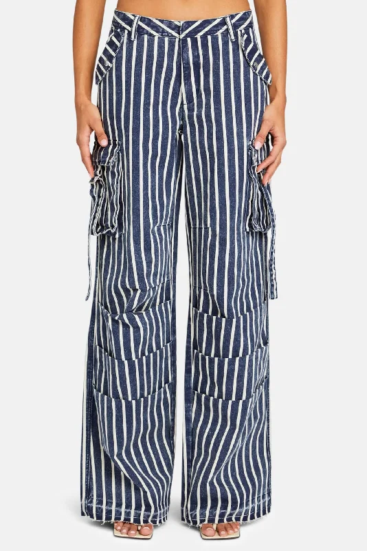 Windbreaker fashion Jane Cargo Pant Navy Stripe