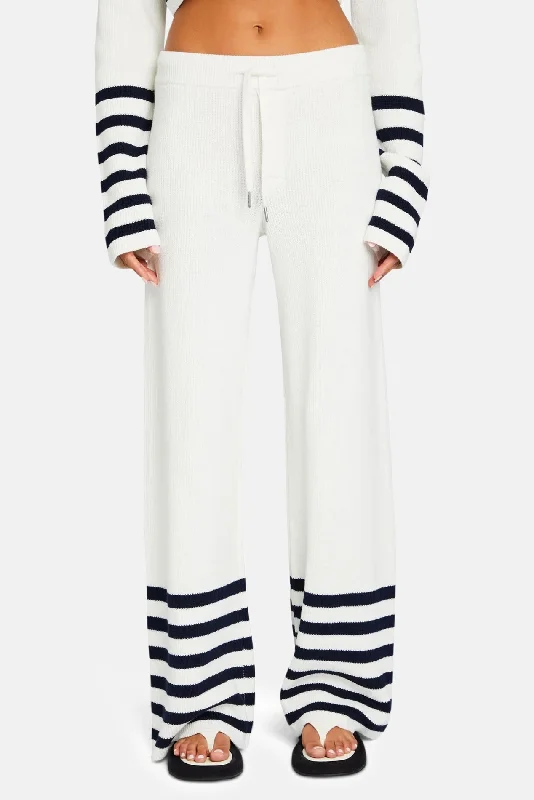 Easygoing Outfits Poe Knit Pant White/Navy