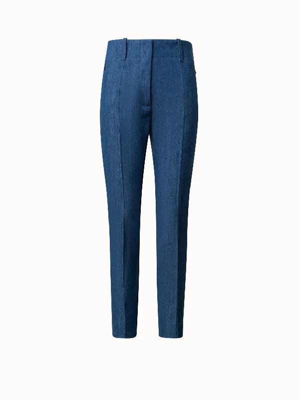 Sports Fashion Slim Cotton Denim Stretch Pants with Ankle Length