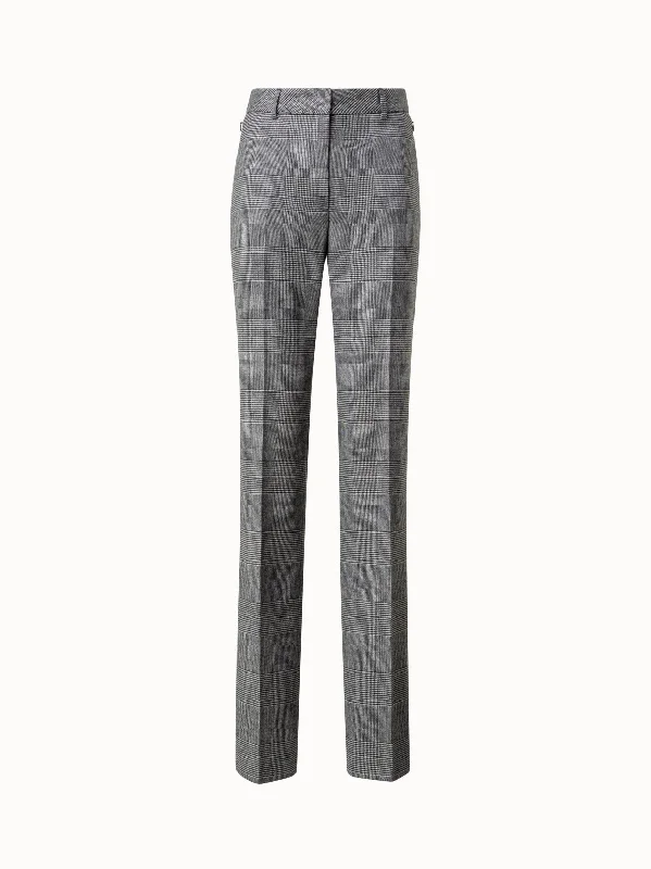 Exclusive Customization Straight Prince of Wales Checked Wool Cashmere Pants