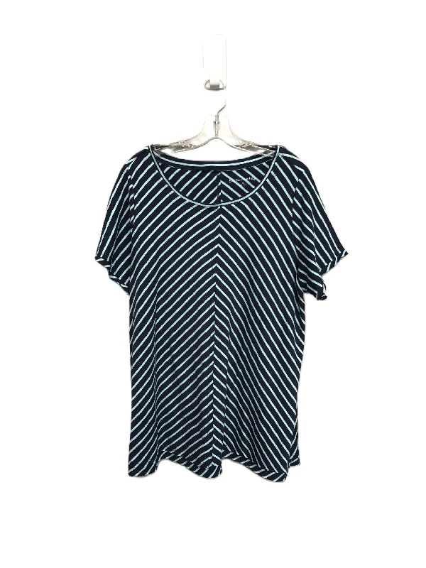 French Retro Striped Pattern Top Short Sleeve By Soft Surroundings, Size: 1x