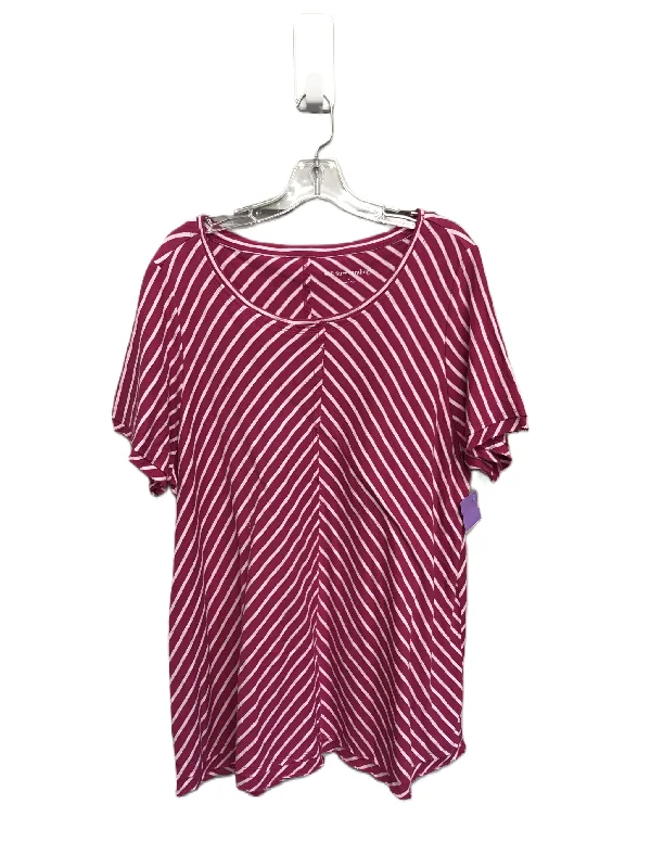 High-end Fabrics Striped Pattern Top Short Sleeve By Soft Surroundings, Size: 1x