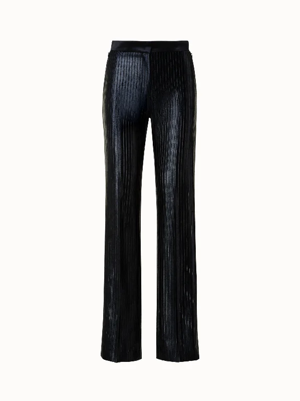 Cozy Sweaters Striped Techno Embroidery Straight Leg Pants