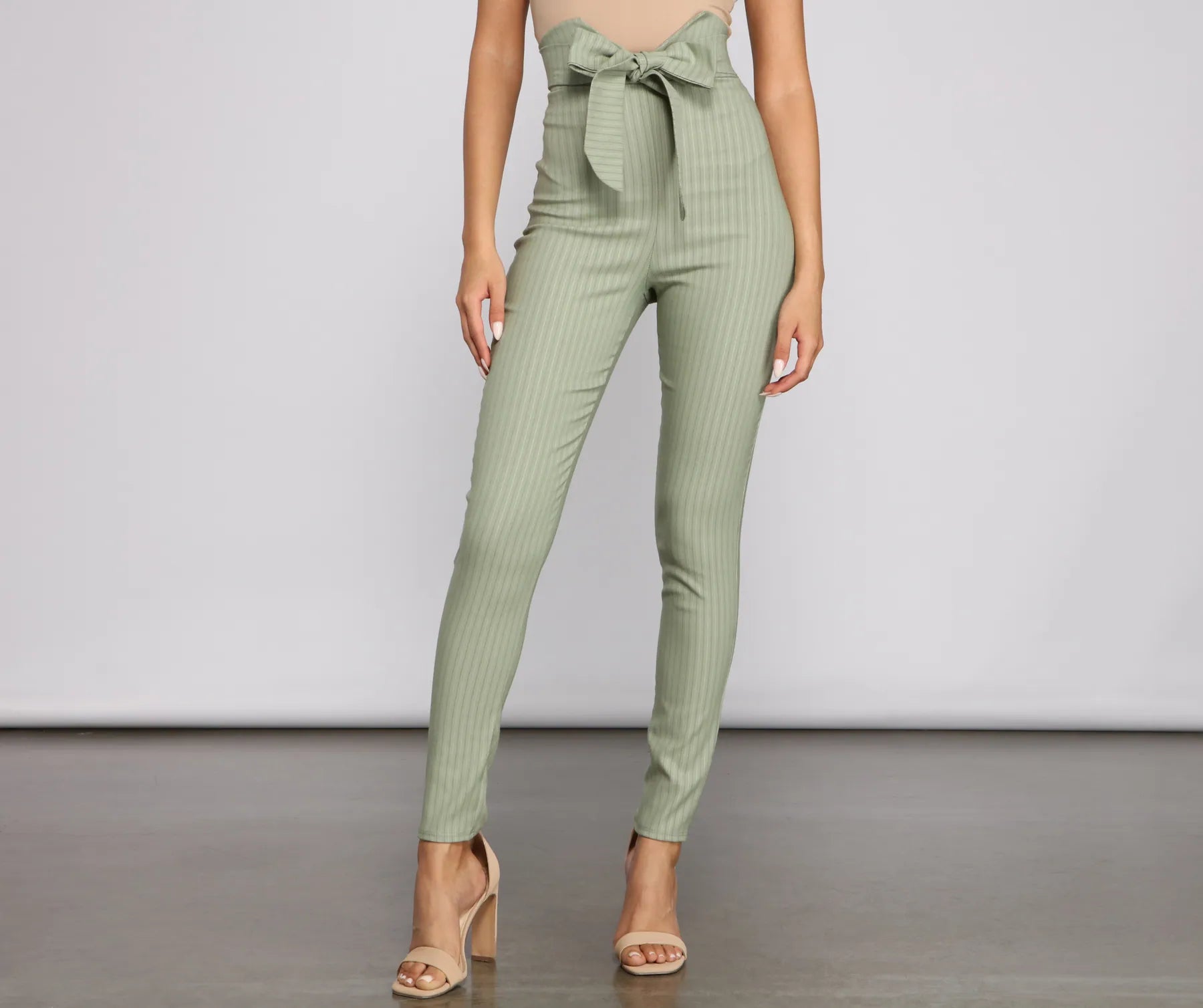 Soft Feel Stylishly Striped Tie-Waist Pants