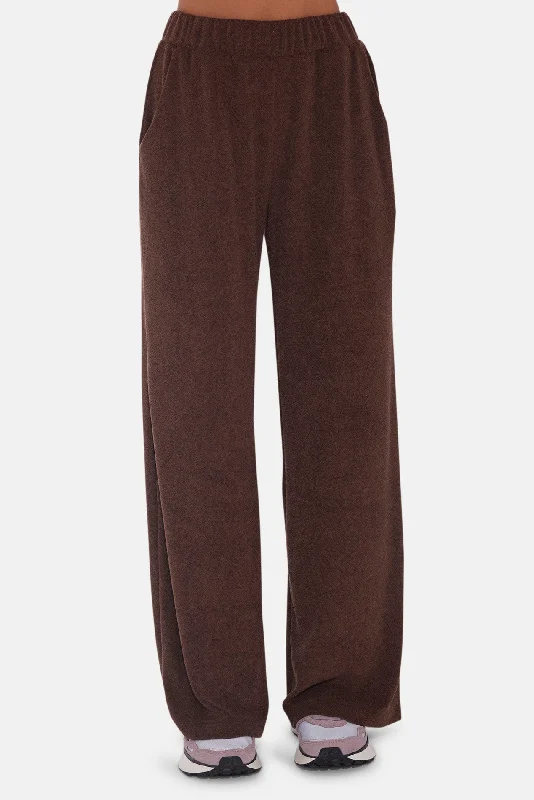 High Street Style Goldie Wide Leg Terry Pant Brown