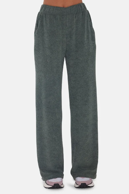 Celebrity Must-have Goldie Wide Leg Terry Pant Green