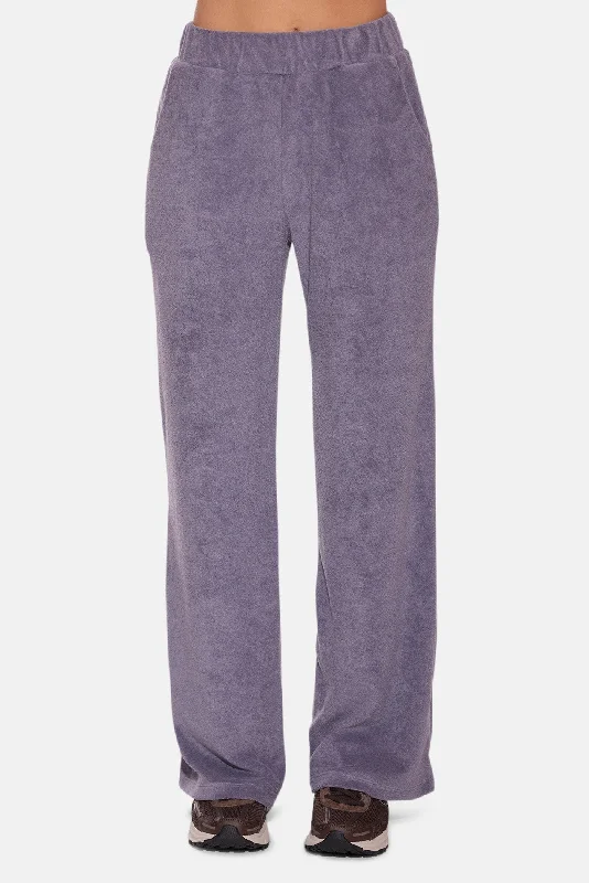 Lazy Style Goldie Wide Leg Terry Pant Mink Grey