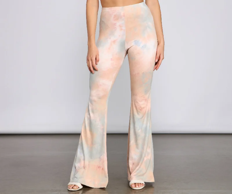 Stylish Wear Tie Dye Glam High Waist Flared Pants