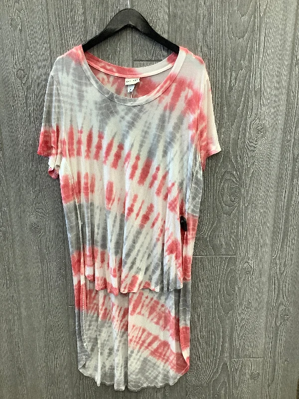 Fashionable And Versatile Tie Dye Print Tunic Short Sleeve Ava & Viv, Size 1x