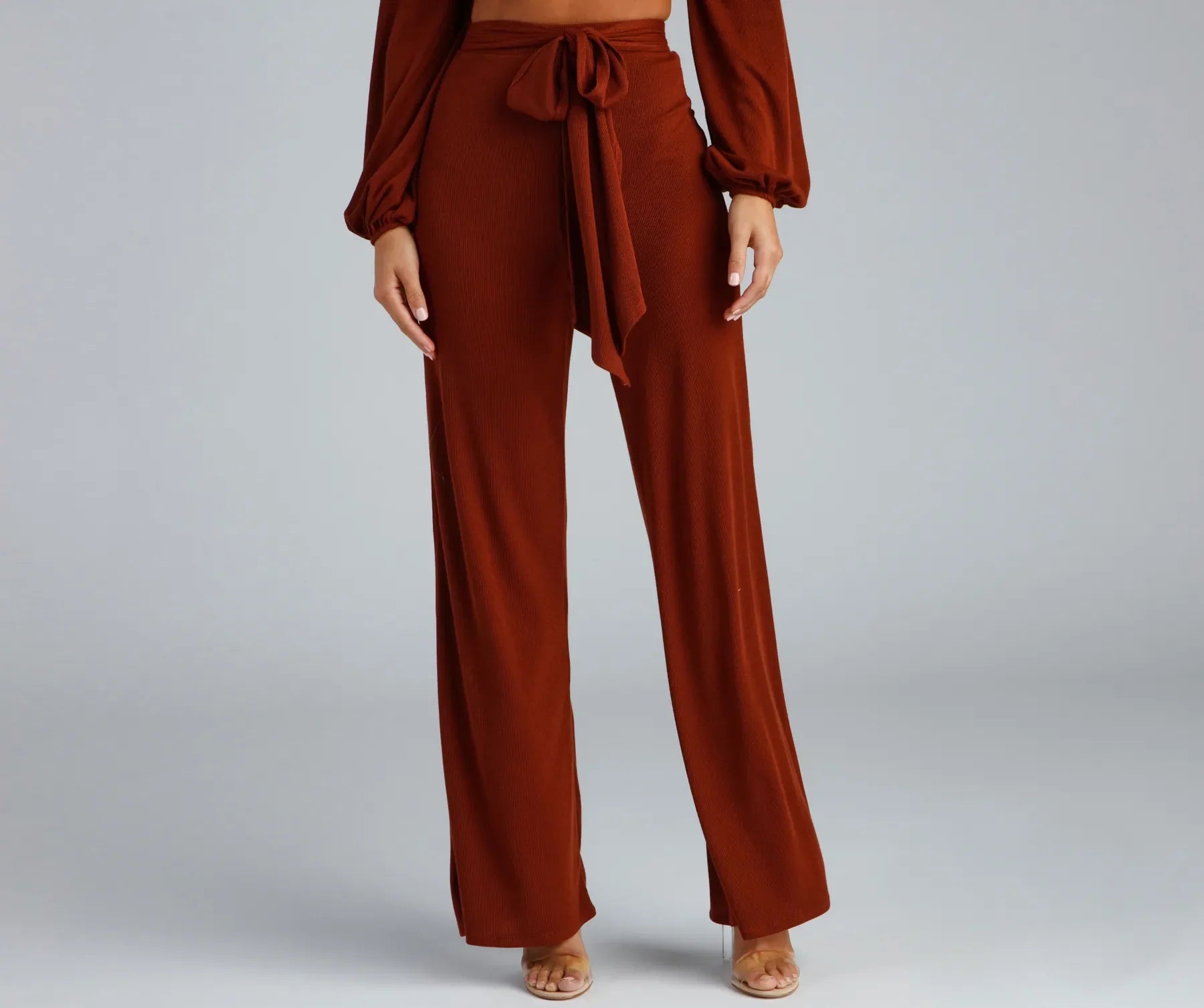 Lounge Wear Tied Together Wide Leg Pants
