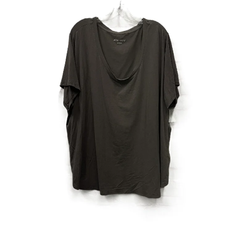 Easy Chic Top Short Sleeve Basic By Ava & Viv In Brown, Size: 4x