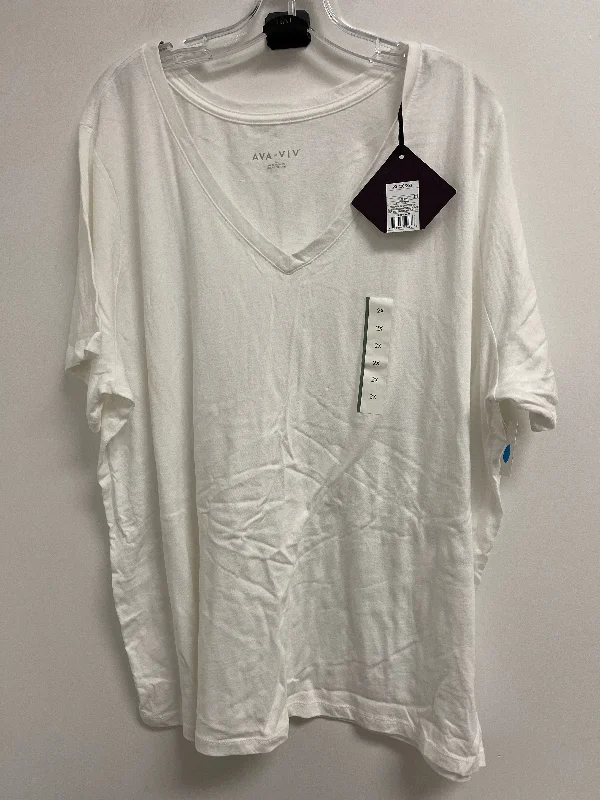 Soft Clothing Top Short Sleeve Basic By Ava & Viv In White, Size: 2x