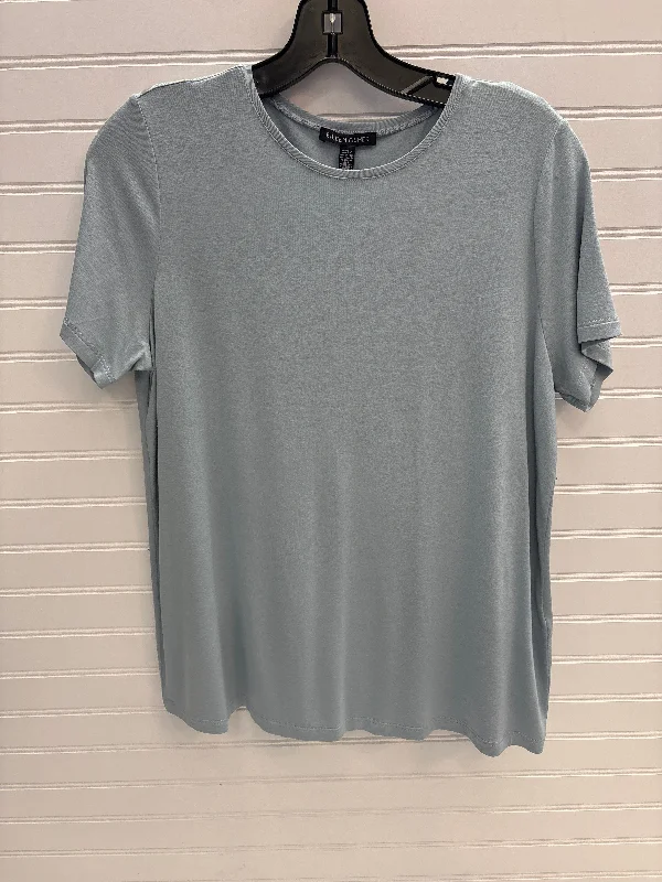 Trendy Comfort Wear Top Short Sleeve Basic By Eileen Fisher In Blue, Size: M