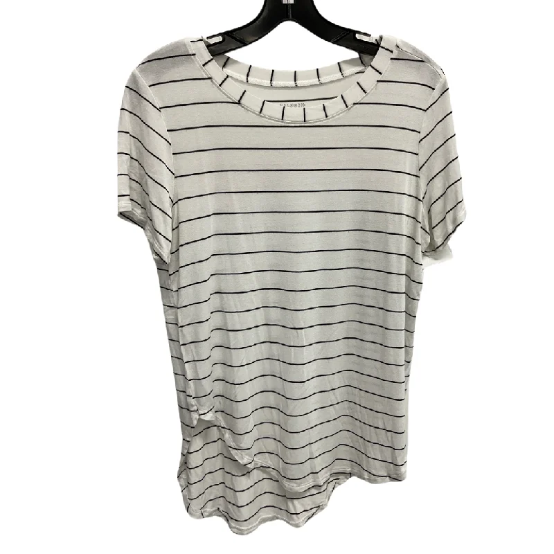 Cute Style Top Short Sleeve Basic By Halogen In Striped Pattern, Size: M
