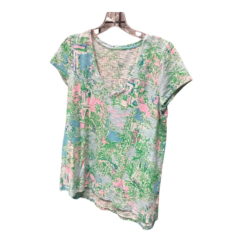 Exquisite Fabrics Top Short Sleeve Basic By Lilly Pulitzer In Multi-colored, Size: M
