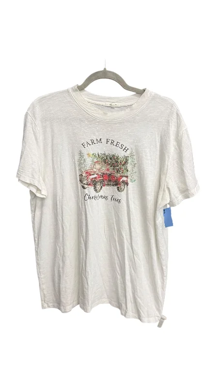 Celebrity Style Top Short Sleeve Basic By Maurices In White, Size: L