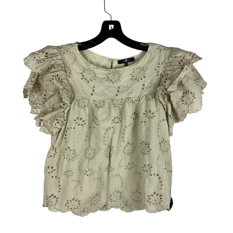 All-Day Style Top Short Sleeve By 7 For All Mankind In Tan, Size: Xs