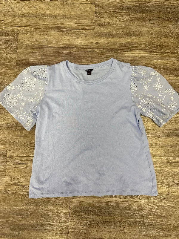 Must-have For Fashion Top Short Sleeve By Ann Taylor In Blue, Size: L
