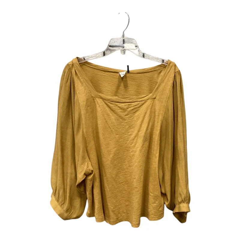 Casual And Versatile Top Short Sleeve By Anthropologie In Yellow, Size: Xl
