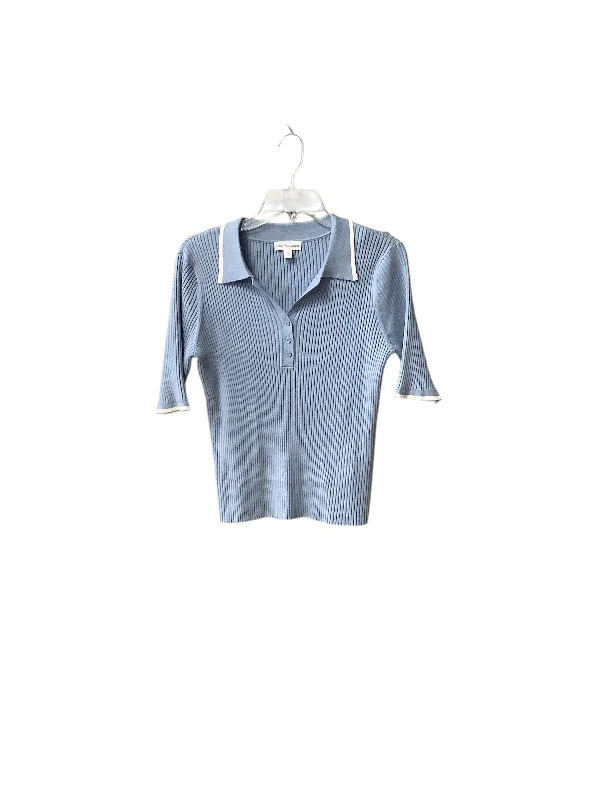 Classic Design Top Short Sleeve By Calvin Klein In Blue, Size: L