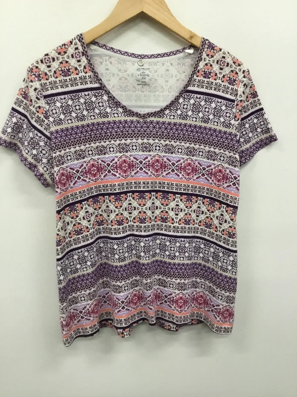 High-end Fashion Top Short Sleeve By Croft And Barrow In Purple, Size: Xxl