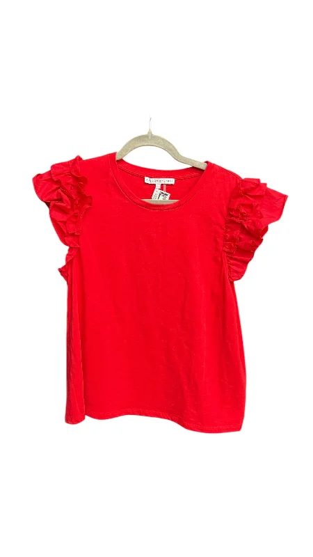 Soft Knitwear Top Short Sleeve By English Factory In Red, Size: L