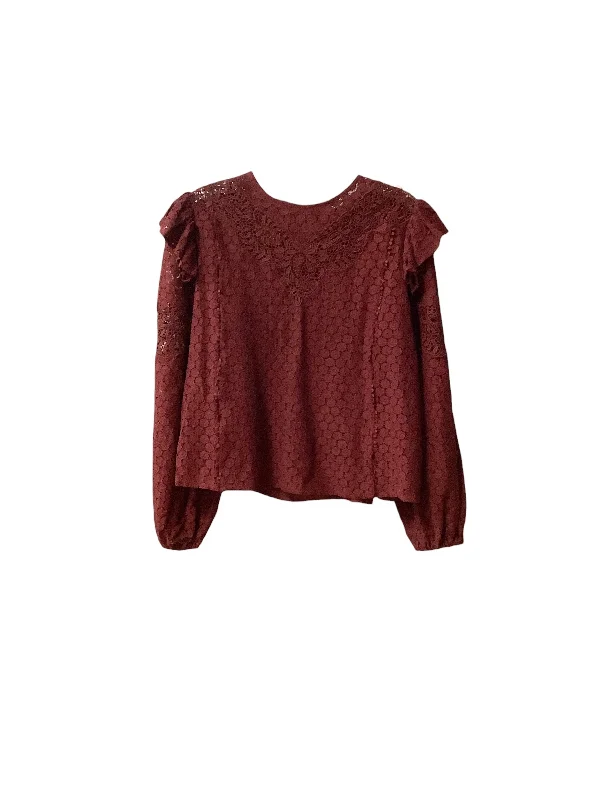 Breathable Design Top Short Sleeve By Express In Rust, Size: M