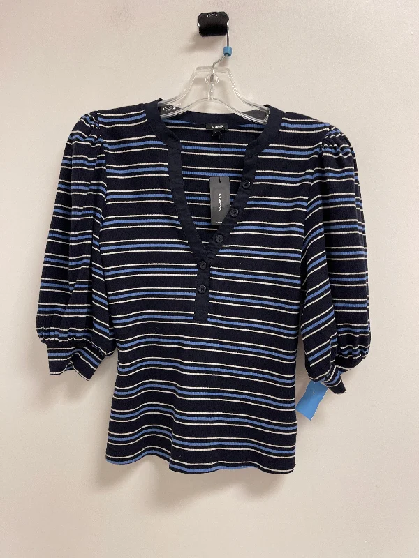 Cozy Fashion Top Short Sleeve By Express In Striped Pattern, Size: S
