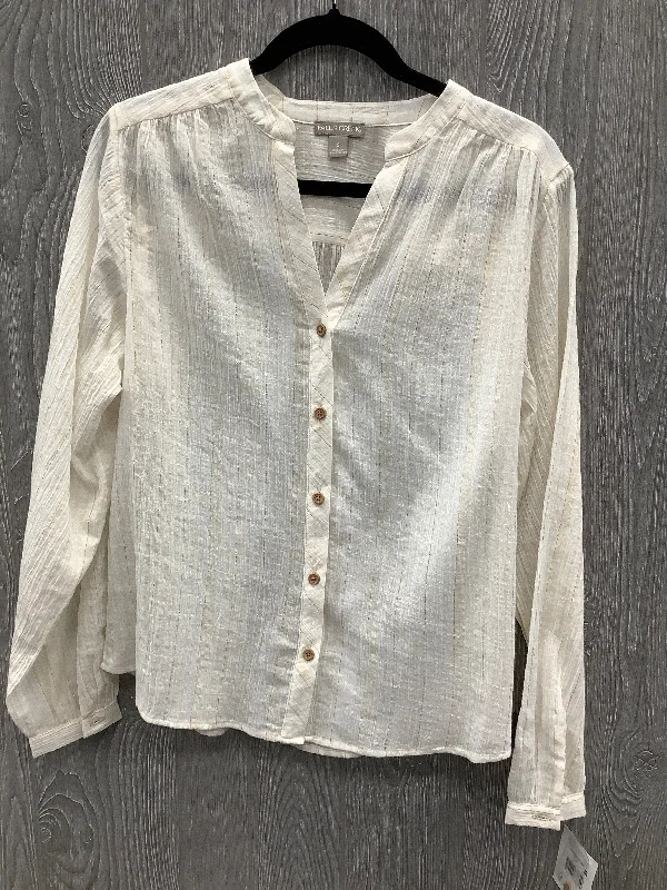 Fashion Wear Top Short Sleeve By Falls Creek In Gold & White, Size: S