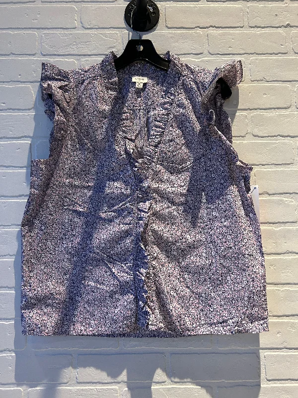 French Style Top Short Sleeve By J. Crew In Blue & Pink, Size: M